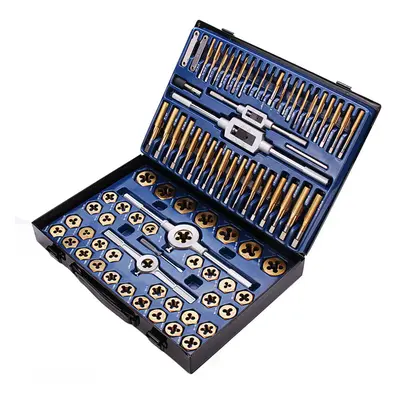 Drillpro 86Pcs Hard Alloy Plating Titanium SAE Tap And Die Set Combination Metric Tools Kit