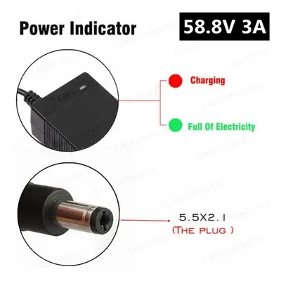 (DC 5.5x2.1, UK) 58.8v 3a Electric Bike Charger For 14s 52v Lithium Battery E-bike Charger High 