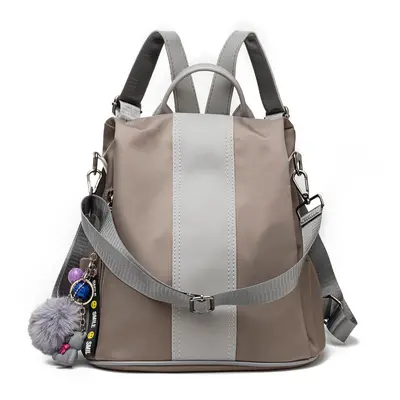 (Khaki) 9.7inch Women PU Leather Backpack Waterproof Anti-theft School Bag Travel Leisure Should