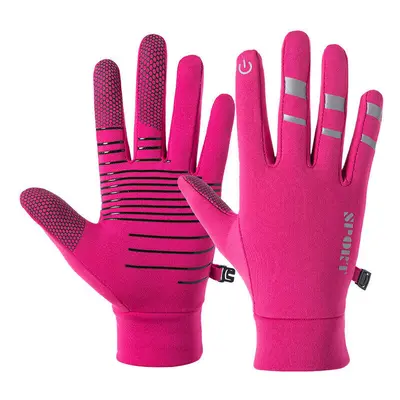 (Pink, L) Winter Skiing Gloves Touch Screen Outdoor Snowboarding Windproof Thermal Warm