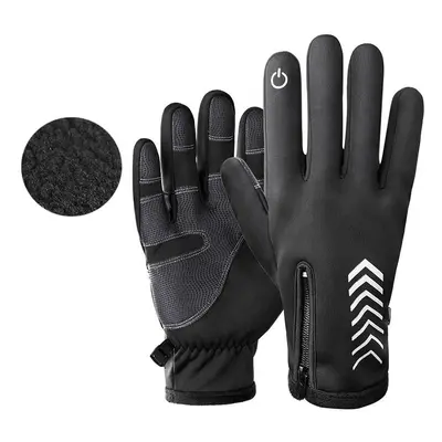 (XL) Cycling Gloves Winter Warm Up Water Resistant Windproof Touch Screen Gloves Non-Slip Therma