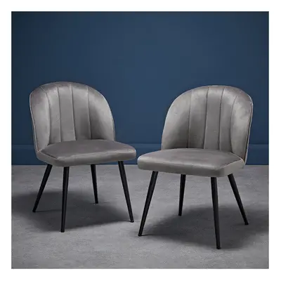 (Grey) X LPD ORLA VELVET FABRIC DINING CHAIRS ONLY