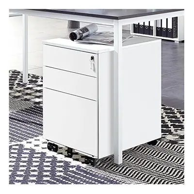 3 Drawers Wheels Mobile File Cabinet Filing Pedestal Lockable Storage for A4 Metal Solid Pedesta