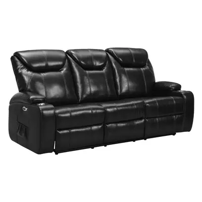 Cinema Black Electric Leather Seater Recliner Sofa With Two Cup Holders