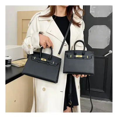 (Black trumpet) Fashionable lock Birkin bag hand-held shoulder crossbody bag