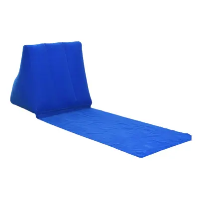 (Dark Blue) Inflatable Beach Mat Festival Camping Leisure Lounger Back Pillow Cushion Chair Fold