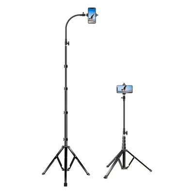 (Gooseneck Version) 81in/205cm Tall Tripod for iPhone, Flexible Mobile Phone Tripod with 43cm Ad