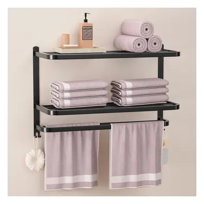 (Black 3tier) Tier Black Bathroom Towel Rack, Multi-Tier Hotel Towel Rack, Stainless Steel Wall 