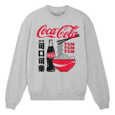 (L, Heather Grey) Coca-Cola Unisex Adult Ramen Sweatshirt