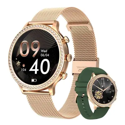 (Green, Mesh belt silicone belt) LIGE New Fashion Smart Watch Ladies Bluetooth Call Blood Pressu