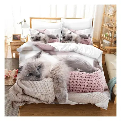 (as the picture, AU Double 180x210cm) Pet Cat Quilt And Pillowcase Single/double Bed Full Size B