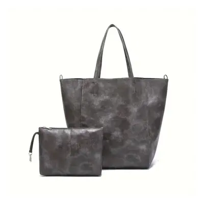 (grey, 58x22x41cm) European Style New Arrival Soft Pu Leather Tote Bag With Buckle Closure And M