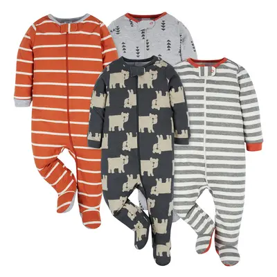 Onesies Brand Baby Boys' 4-Pack Sleep 'N Play Footies Bear Newborn