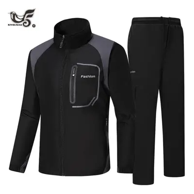 (black, XXXXXL) Spring Autumn Men Sportswear Set Outwear Training Casual Men&apos;s Sweatshirt T