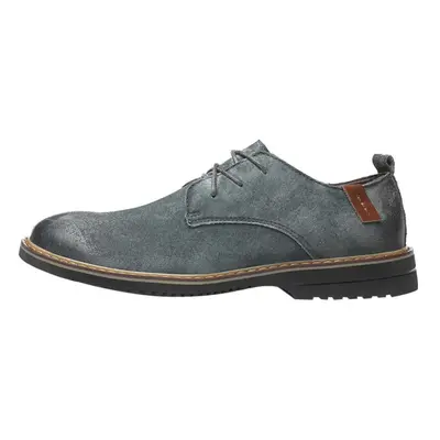 (gray, 46) Classic Genuine Leather Oxford Shoes For Men Flats Shoes Comfortable Suede Leather Ca