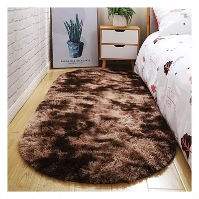 (dark brown, 140X200cm) Oval-shaped Plush Carpets For Living Room Fashion Pink Fluffy Rugs Bedsi