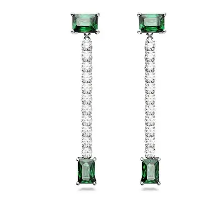 Swarovski Matrix Mixed Cuts Green Rhodium Plated Drop Earrings