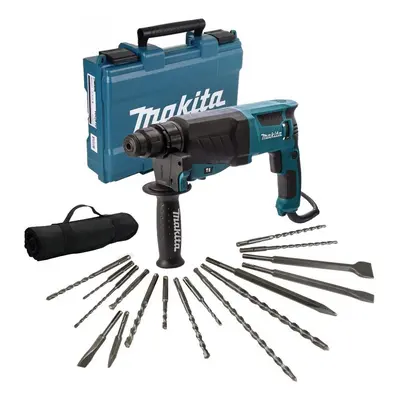 Makita HR2630 110v SDS Plus Mode Rotary Hammer Drill + Piece Bit Set Point