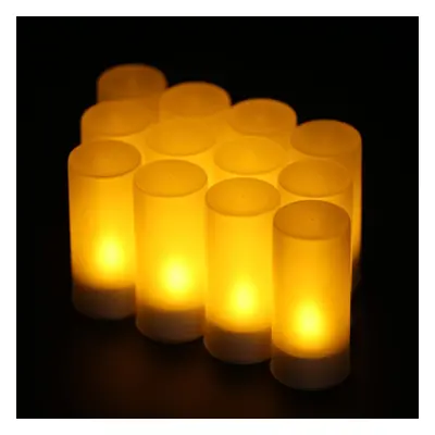 (12PCS & UK Plug) Yellow Lights Flickering Flameless Led Frosted Tealight Candles