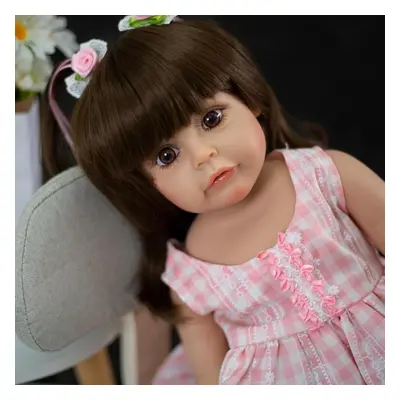 (brown, cm) Keiumi Cm Silicone Reborn Baby Doll Toys Real Touch Lifelike Finished Newborn Doll T