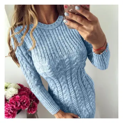 (sky blue, M) Scione Sweater Winter Warm Pullover Women Autumn Slim Knit Dress Long Sleeve Knitt