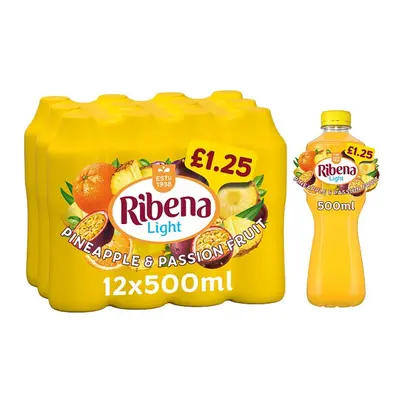 Ribena Pineapple & Passion Fruit Juice Drink No Added Sugar 500ml 1.25 (Case of 12)