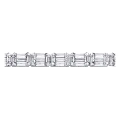 Jewelco London Silver CZ Baguette Cut Tennis Bracelet - GVB607