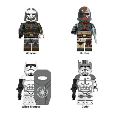 (Style A 4PCS) Star Wars Clone Trooper Cody Rex Commander Fit Lego Minifigures