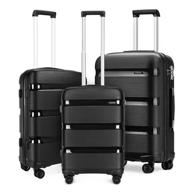 (black, 20/24/28 inch) 20/24/28 Inch PP Hard Shell Suitcase With TSA Lock