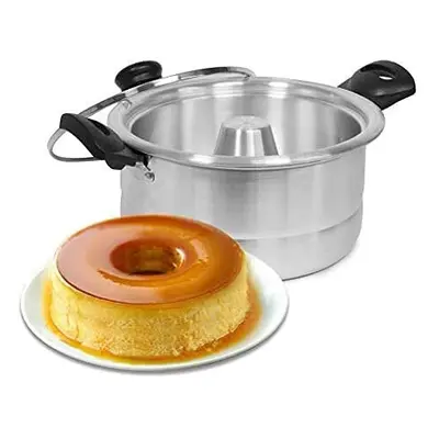 Bene Casa - Aluminum Flan Mold Double Boiler with Glass Lid (1.6 Liter) - Includes Aluminum Inne