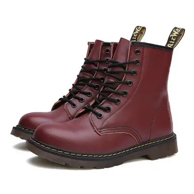 (Red, UK 3.5=EUR 38) Women Retro Boots Classic Leather Ankle Boot Shoes