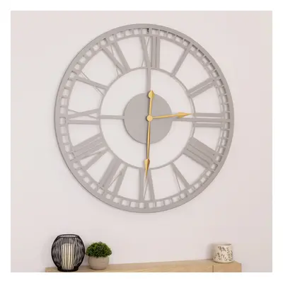 CHARLES BENTLEY Malham Outdoor And Indoor Wall Clock, Grey Coating, Skeleton Design, Metal, Quie