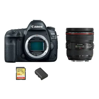 Canon EOS 5D Mark IV Camera Bundle With Lens, SD Card & Extra Battery