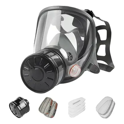 Full Face Gas Mask, Gas Mask Nuclear And Chemical, With 40mm Activated Carbon Filter, Reusable