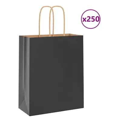 (black, x x cm) vidaXL Paper Bags pcs with Handles Brown 21x11x36 cm Paper Grocery Bag