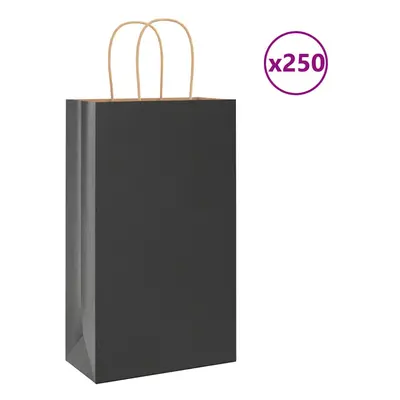 (black, x x cm) vidaXL Paper Bags pcs with Handles Brown 21x11x36 cm Paper Grocery Bag