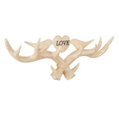 (Beige) Love Vintage Deer Antler Wall Hanger Decoration Coat Hook And Hat Rack Color Holder