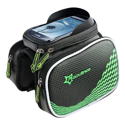 (Green, L) Bicycle Front Tube Bag Pannier Smartphone Bag Saddle Bag