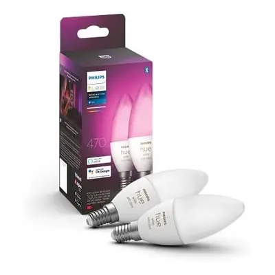 Philips Hue New White and Colour Ambiance Smart Light Bulb Pack [E14 Small Edison Screw] with Bl