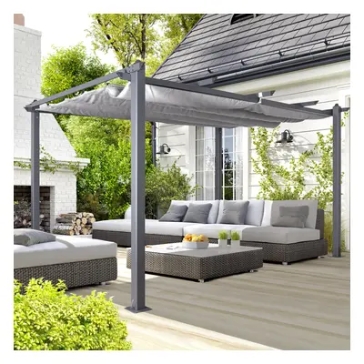 (Grey, 3M X 4M ) Acorn Aluminium Pergola Gazebo in White and Grey