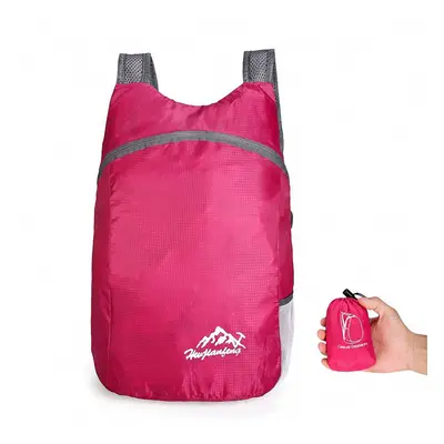 (Rose Red) Unisex Lightweight Outdoor Backpack Waterproof Portable Foldable Outdoor Camping Hiki