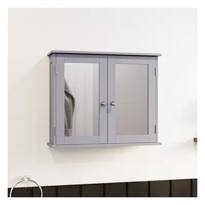 (Grey) Priano Door Mirrored Wall Bathroom Cabinet