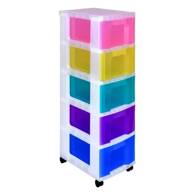 (Clear,rainbow) Plastic storage unit x litres transparent frame / rainbow drawer