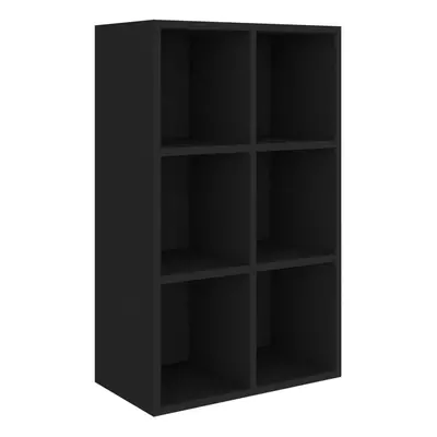 vidaXL Book Cabinet/Sideboard Black Engineered Wood Bookshelf Highboard Rack