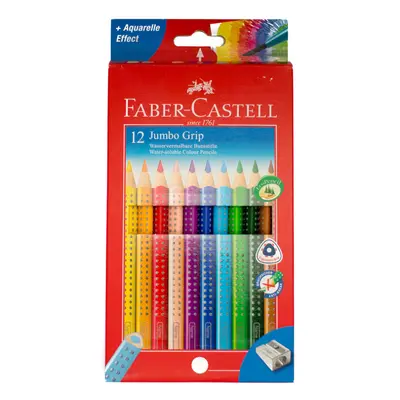 12 Jumbo GRIP Colour Pencils & Sharpener