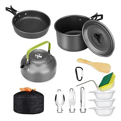 Outdoor Camping Cookware Set Portable Camping Dinnerware Aluminum Camping Tableware Cooking Pot 