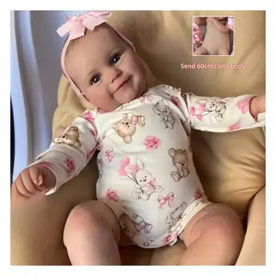 (as the picture, 60cm cloth body) 50/60cm Maddie Reborn Baby Toy Doll Lifelike Cloth Body Or Ful