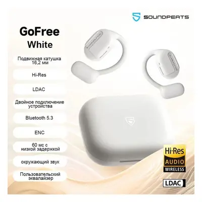 (white) Authentic Soundpeats Gofree Bluetooth 5.3 Open Ear Extreme Comfort Sport True Wireless,1