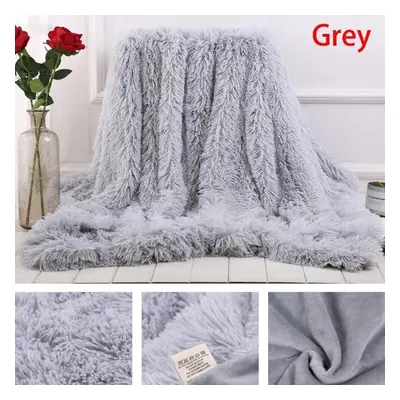 (grey, 160x200cm) Soft Faux Fur Coral Fleece Blanket Winter Warm Fuzzy Shaggy Fluffy Blanket Cov