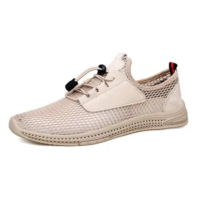 (beige, 40) Summer Men Breather Mesh Casual Shoes Men Loafers Comfortable Driving Shoes Moccasin